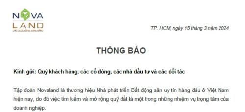 THÔNG TIN NOVALAND