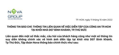 THÔNG TIN LIÊN QUAN VỀ VIỆC DIỄN TẬP CỦA CÔNG AN TP.HCM TẠI KHỐI NHÀ D07 BÌNH KHÁNH, TP. THỦ ĐỨC