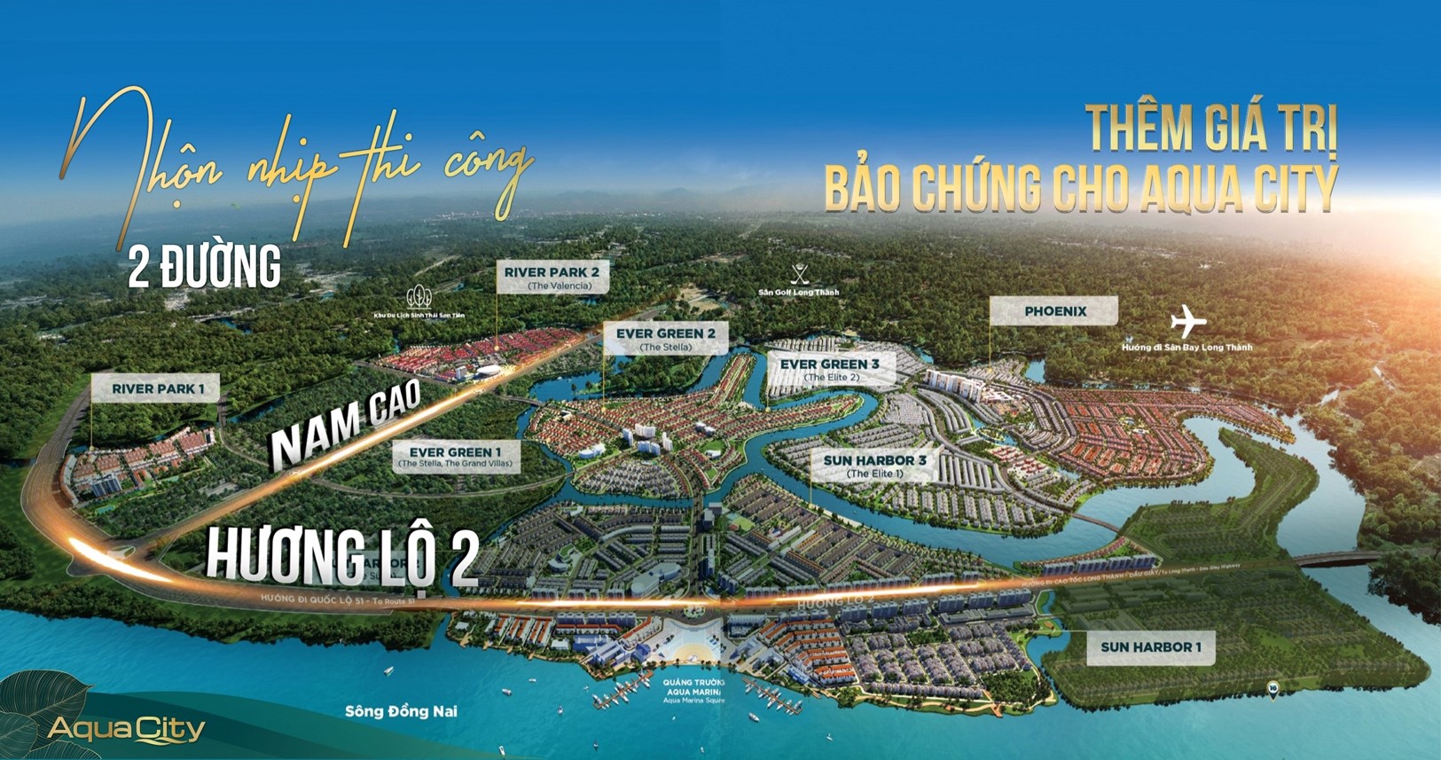 NHỘN NHỊP THI CÔNG ĐƯỜNG HƯƠNG LỘ 2 & ĐẠI LỘ NAM CAO - THÊM GIÁ TRỊ BẢO CHỨNG CHO AQUA CITY - Novaland Group
